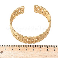 女性用304ステンレススチールカフバングル  ゴールドカラー  内径：2x2-1/8インチ（5x5.5cm）&nbsp;BJEW-U032-14G
