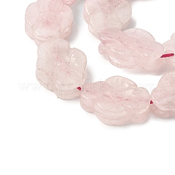 天然ローズクォーツ彫刻ビーズ連売り  花  22~24x18~18.5x6~7mm  穴：1mm  約16個/連  15.16''（38.5センチメートル）&nbsp;G-B136-D01