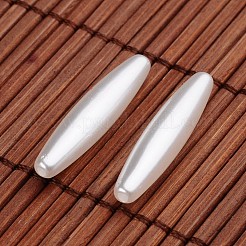 アクリルパール調ビーズ  オーバル  ホワイト  28x6mm  穴：1.5mm&nbsp;X-OACR-O002-2530