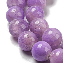 染め加工天然石ホワイトジェイドビーズ連売り  ラウンド  紫色のメディア  8mm  穴：1.2mm  約49個/連  15.55インチ（39.5cm）&nbsp;G-F764-02B