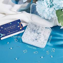 プラスチックピアスフック200個  200 個の pvc スタッドピアスパーツ  水平ループとプラスチック製イヤーナット400個付き。  ホワイトスモーク  13~15x2~8.5mm  穴：0.8~1.2mm  20ゲージ  ピン：0.9mm&nbsp;KY-SC0001-73