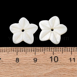天然淡水貝の彫刻ペンダント  花のチャーム  ホワイト  16x17x2.5mm  穴：1.5mm&nbsp;SHEL-K006-69A