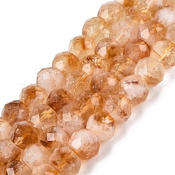 加熱された天然シトリンビーズ連売り  ロンデル  多面カット  7.5~8x6~6.5mm  穴：0.7~0.9mm  約58~60個/連  14.76~15.35インチ（37.5~39cm）&nbsp;G-Q608-26A-01