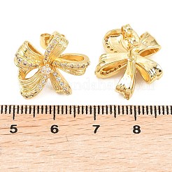真鍮マイクロペーブクリアキュービックジルコニアスタッドピアス  花  長持ちメッキ  ラックめっき  鉛フリー＆カドミウムフリー  18KGP本金メッキ  18x19mm&nbsp;EJEW-F405-11G