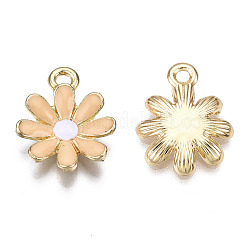 ライトゴールドメッキ合金チャーム  エナメル  花  ミックスカラー  17.5x14.5x3mm  穴：2mm&nbsp;ENAM-T009-39
