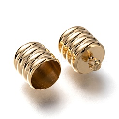 真鍮製コードエンドパーツ  カドミウムフリー＆鉛フリー  エンドキャップ  長持ちメッキ  コラム  24KGP本金メッキ  12.5x10mm  穴：1.8mm  内径：8.5mm&nbsp;KK-H759-43-G
