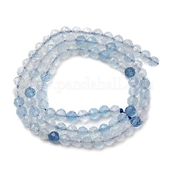 天然石アクアマリンビーズ連売り  多面カット  ラウンド  4mm  穴：0.8mm  約97~103個/連  38~39cm&nbsp;G-A276-C09-4mm-01