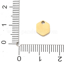 304ステンレススチールチャーム  太陽のチャームが付いた六角形  ゴールドカラー  8x7x1.5mm  穴：1.4mm&nbsp;SA-CBA2714-01B-G