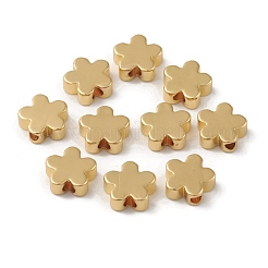 ラックメッキ真鍮製ビーズ  カドミウムフリー＆鉛フリー  長持ちメッキ  花  18KGP本金メッキ  8x8x3mm  穴：1.6mm&nbsp;KK-G452-35G