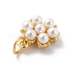 ラックメッキ真鍮チャーム  パール付き  カドミウムフリー＆鉛フリー  花  18KGP本金メッキ  12.5x10.5x4mm  穴：3.6mm&nbsp;KK-A160-23G