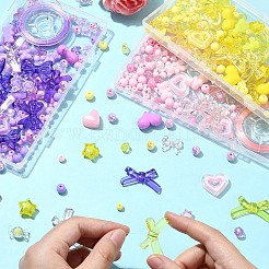 かわいいアクリルビーズストレッチジュエリーセットキットをDIY  ピンク  8~17x7~22x10mm  穴：1.4~2mm&nbsp;DIY-YW0010-04A
