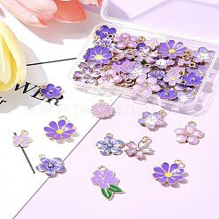 50個10スタイルアロイエナメルペンダント  花  ライラック  12.5~24.5x10~16x1.5~3mm  穴：1.2~2mm  5個/スタイル&nbsp;FIND-FS0003-17