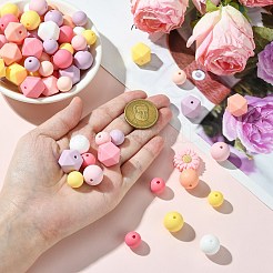 食品グレードのシリコーン焦点ビーズ  混合図形  ミックスカラー  10~20x7.5~20mm  穴：2~3mm  114個/セット&nbsp;SIL-CJ0002-26
