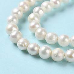 天然養殖淡水パールビーズ連売り  ポテト  グレード2 A  パパイヤホイップ  5~6.5x5~5.5mm  穴：0.5mm  約69個/連  13.78インチ（35cm）&nbsp;PEAR-E018-40