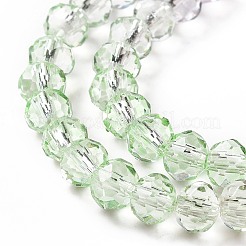 透明ガラスビーズ連売り  多面カット  ロンデル  緑黄  6x5mm  穴：1.2~1.4mm  約80~85個/連  38~40cm&nbsp;GLAA-L045-01A-03
