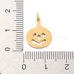 ハロウィン 304 ステンレススチールチャーム  エナメルと丸カン付き  14KGP本金メッキ  パンプキンチャーム  ダークオレンジ  15x12x2mm  穴：2.5mm&nbsp;STAS-P333-10G