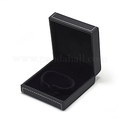 Plasti模造レザーブレスレットボックス  ベルベットと  長方形  ブラック  9.6x8.7x3.8cm&nbsp;OBOX-Q014-26