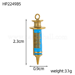 304ステンレススチールエナメルペンダント  注射器の形をしたチャーム  イオンプレーティング（ip）  18KGP本金メッキ  ミックスカラー  23x9mm&nbsp;STAS-OY003-74G