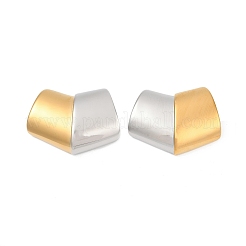 304ステンレススチールツートンスクエアスタッドピアス  18KGP本金メッキ  23.5x32.5mm&nbsp;EJEW-D306-06G