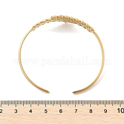 女性用304ステンレススチールカフバングル  18KGP本金メッキ  葉  7/8インチ（2.1cm）  内径：2-1/8インチ（5.5cm）&nbsp;BJEW-B120-05G-01