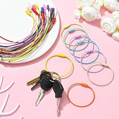 スプレー塗装された201ステンレス鋼ワイヤーケーブルキーホルダー  アウトドア用キーホルダー  ハンギングラゲッジタグ  キーとIDタグキーパー  ミックスカラー  1.5mm  内径：4.5x4.8のCM&nbsp;BJEW-YW0001-12