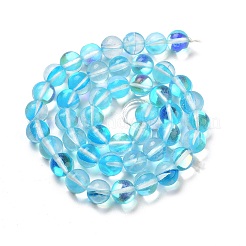 透明ガラスビーズ  ラウンド  ディープスカイブルー  8mm  穴：1mm  約45個/連  13.98''（35.5センチメートル）&nbsp;GLAA-B022-8mm-17