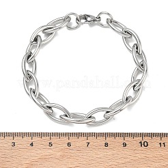 10mm 304ステンレススチール製ホースアイリンクチェーンブレスレット  変色なし  ステンレス鋼色  8.46インチ（21.5cm）&nbsp;SA-CBA2696-27P