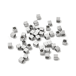 変色しない201ステンレススチールキューブビーズ  ステンレス鋼色  2x2x2mm  穴：1.3mm&nbsp;STAS-P319-12P