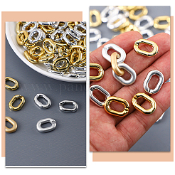 160個 2色アクリルクイックリンクコネクター  オーバル  ゴールデン＆シルバー  19x13.5x4mm  内径：5.5x11.5mm  80個/カラー&nbsp;PACR-SP0001-11A