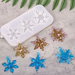 クリスマスのテーマDIYスノーフレークペンダントシリコーン型  レジン型  UVレジン＆エポキシ樹脂のジュエリー作り用  ホワイト  70x150x8.5mm  穴：3.5mm  内径：50~56x38~43mm&nbsp;DIY-F114-26