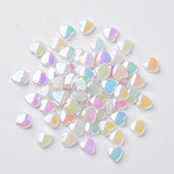 透明なアクリルビーズ  イミテーション翡翠  ハート  ミルク  AB  8x3mm  穴：1mm&nbsp;X-PL539-878