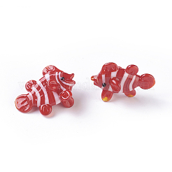 インテリアオーナメントパーツ  手作りランプワーク表示の装飾  熱帯魚  レッド  27~31x13~15x24~27mm&nbsp;LAMP-L075-012