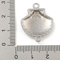 変色しにくい304ステンレススチールリンクコネクタチャーム  シェル形状  ステンレス鋼色  27x21.5x3.5mm  穴：2mm&nbsp;STAS-I307-509C-P