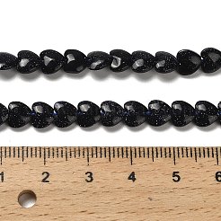 合成ブルーゴールドストーン青金砂石ビーズ連売り  ハート  5.5x6~6.5x2.5~3mm  穴：0.7mm  約69~72個/連  14.88~15.2（37.8~38.6センチメートル）&nbsp;G-P575-C06-6mm