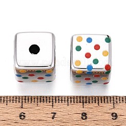 オペークプリントアクリルビーズ  キューブ  カラフル  13.5x13.5x13.5mm  穴：3mm&nbsp;OACR-T029-09