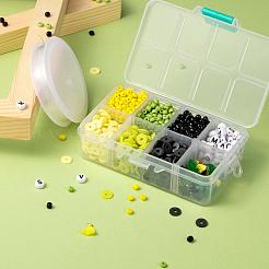 3色1155pcsdiyガーナジャマイカテーマストレッチブレスレットメイキングキット  丸いガラスシードビーズを含む  ポリマークレイヘイシービーズ  ポリコットンタッセル  アクリルレタービーズと8m弾性クリスタル糸  ミックスカラー  4mm  穴：1.5mm&nbsp;DIY-LS0001-22C