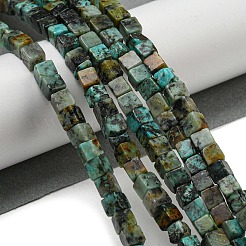 天然アフリカンターコイズ（ジャスパー）ビーズ連売り  キューブ  4~5x4~5x4~5mm  穴：1mm  約86個/連  15.16インチ（38.5cm）&nbsp;G-F631-K24