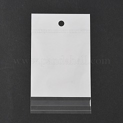 レクタングルセロハンのOPP袋  吊り下げ穴付きトップセルフシールバッグ  ホワイト  12x7x0.01cm  穴：7mm&nbsp;OPC-Z001-01F