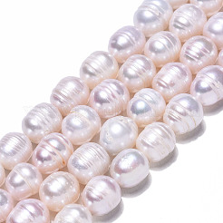 天然養殖淡水パールビーズ連売り  ライス  貝殻色  10~12x9~10mm  穴：0.7mm  約32~33個/連  13.39インチ（34cm）&nbsp;PEAR-N012-09B