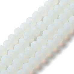 模造翡翠ソリッドカラーガラスビーズ連売り  多面カット  艶消し  ロンデル  ライトシアン  2.9~3.3mm  穴：1mm  約135~140個/連  32~34cm&nbsp;EGLA-A034-J2mm-MD06