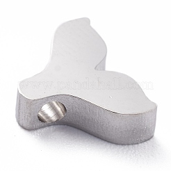 変色しない304ステンレススチールチャーム  クジラの尾の形状  ステンレス鋼色  8.2x10.4x3mm  穴：1.8mm&nbsp;STAS-O139-05P