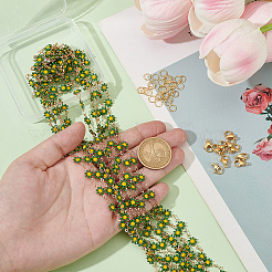 DIYフラワー真鍮エナメルリンクチェーンブレスレット/ネックレス作成キット  ゴールドカラー  13x7.5x2.5mm&nbsp;DIY-AR0004-11