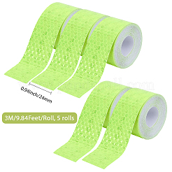 ペット＆PVC aumo-mate 車用反射ストリップステッカー 5ロール  自動安全警告ステッカーデカール  緑黄  24mm  約3m /ロール&nbsp;AJEW-SP0002-17