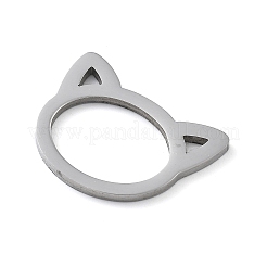304ステンレスペンダント  レーザー切断  猫の頭のチャーム  変色防止  ステンレス鋼色  15x19x1mm  穴：1x1.5mmと13x10mm&nbsp;LS-STAS-I327-02P-05
