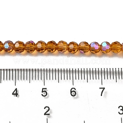 電気メッキ透明ガラスビーズ連売り  ファセット（32ファセット）  ラウンド  虹メッキ  ダークチソウ  4mm  穴：0.7mm  約87~93個/連  32~33cm&nbsp;X-EGLA-A035-T4mm-L04