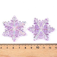 ABカラー透明アクリルシャンデリアコンポーネントリンク  スノーフレーク  プラム  46x46x6mm  穴：2mm&nbsp;TACR-T028-25D