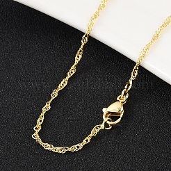 女性のための真鍮シンガポール チェーン ネックレス  カドミウムフリー＆鉛フリー  18KGP本金メッキ  17.91インチ（45.5cm）&nbsp;LS-NJEW-P265-07G