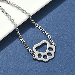 304ステンレススチールの足跡リンクブレスレット  女性用アズキチェーンブレスレット  ステンレス鋼色  5-1/2インチ（14cm）&nbsp;BJEW-F500-02P