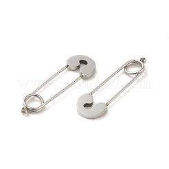 変色しない304ステンレススチールペンダント  ペーパークリップチャーム  ステンレス鋼色  28x8.5x1.5mm  穴：1.2mm&nbsp;STAS-L022-382P