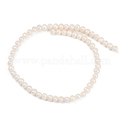 天然養殖淡水パールビーズ連売り  グレード5 A  ポテト  貝殻色  6~7mm  穴：0.6mm  約54~59個/連  13.46~14.49インチ（34.2~36.8cm）&nbsp;PEAR-I007-07Y-10A